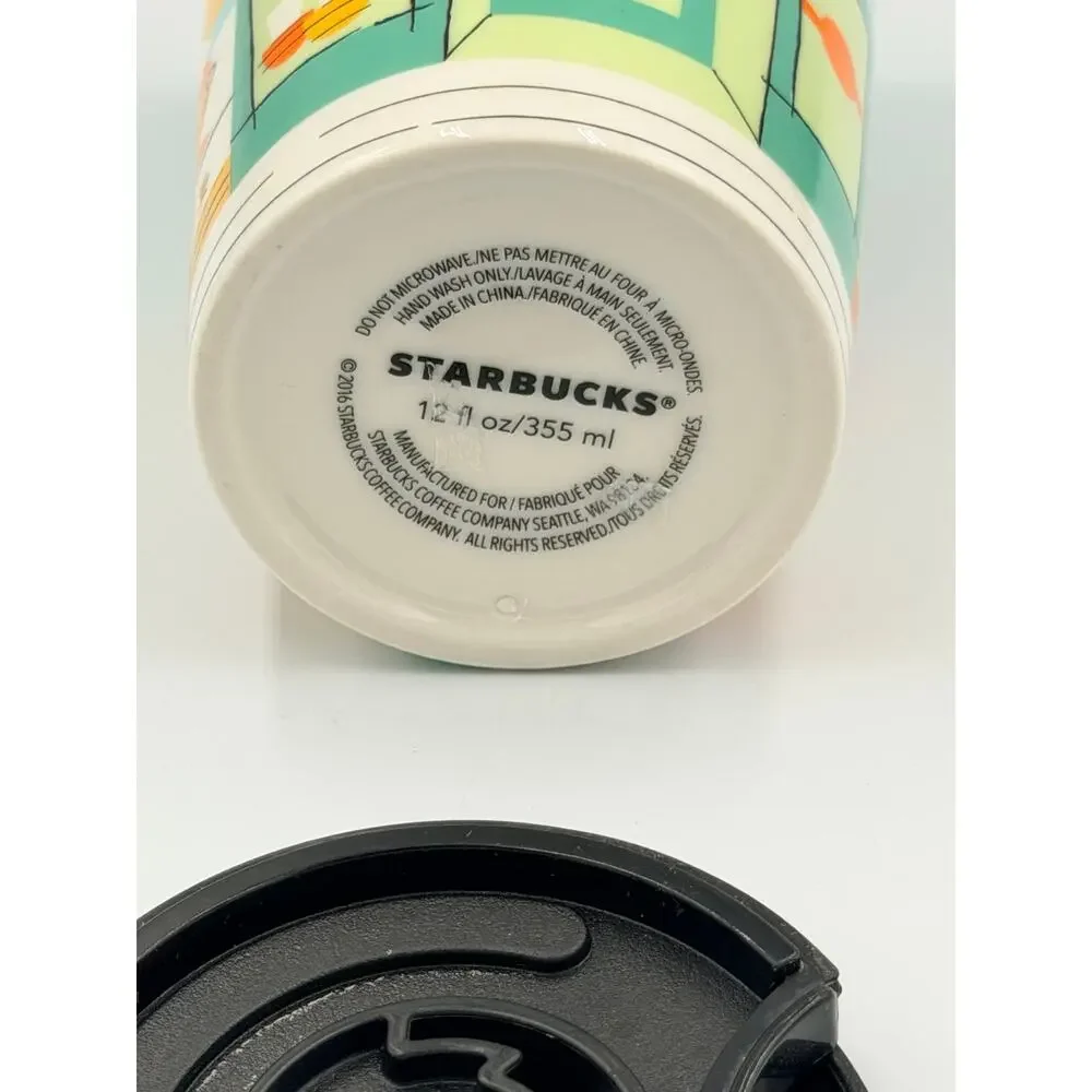 2016 STARBUCKS Seattle Market Pike Place Ceramic Travel Cup/Mug 12oz